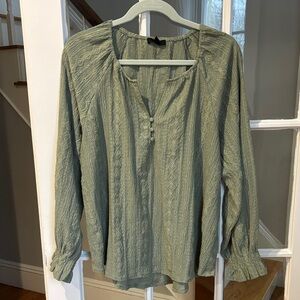 NWT Frye Sea Green Textured Boho Peasant-Style Blouse